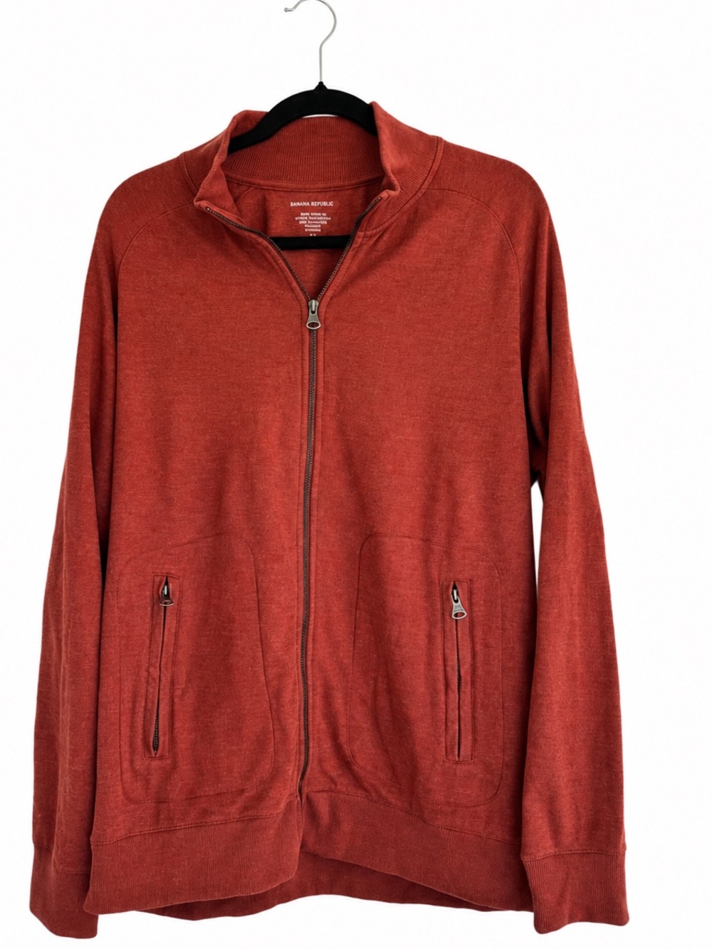 Banana Republic Men XL Burnt Orange Terracotta Full Zip Knit Track Jacket Coat